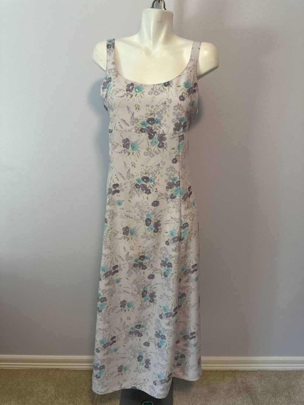 Vintage 90s Lavender Slinky Dress Floral Bias Cut Whimsigoth Practical Magic L - Picture 4 of 7